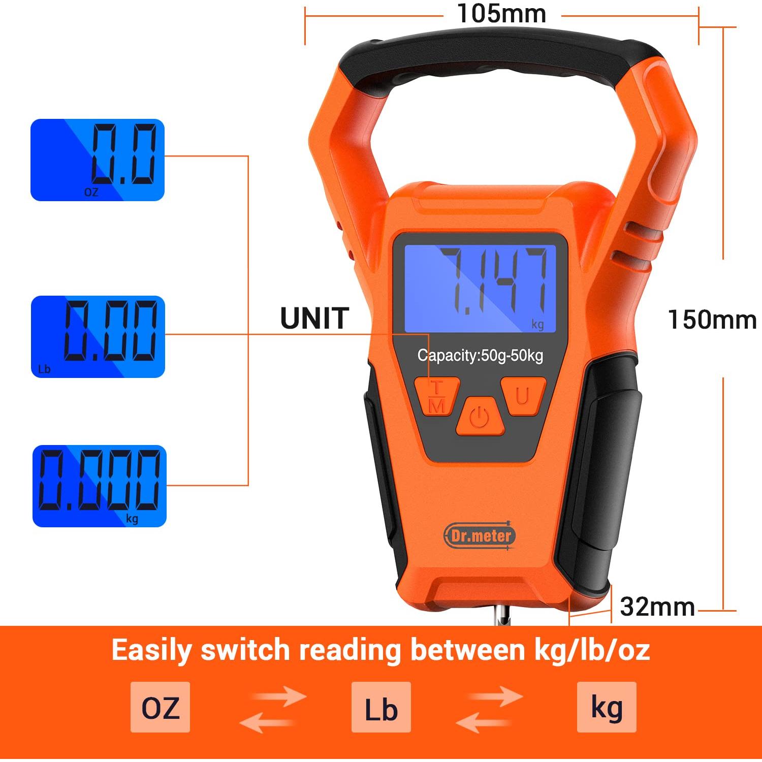 Balanza de Pesca Digital Dr.meter IPX7 50kg con Cinta y Accesorios