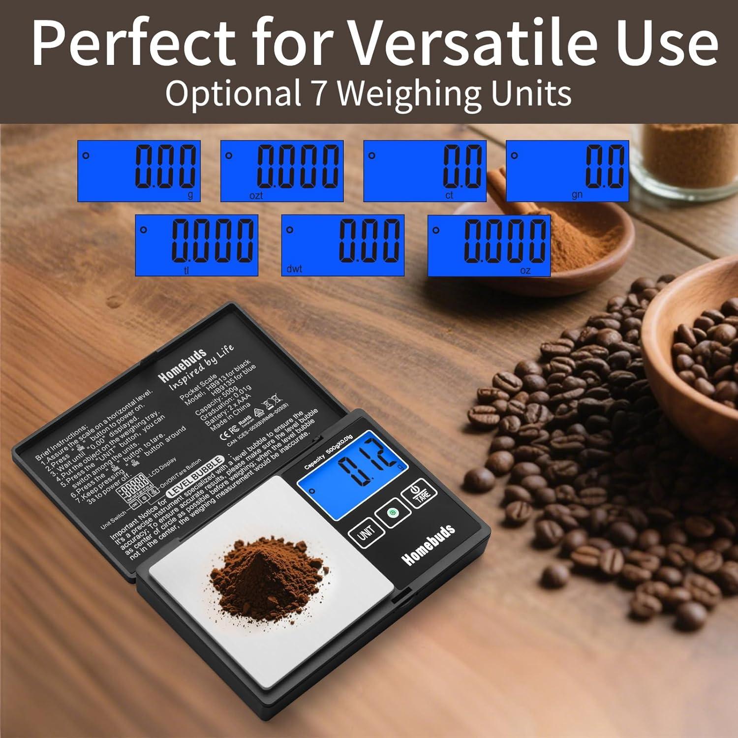 Báscula Digital de Gramos HomeBuds 500g Alta Precisión 0.01g