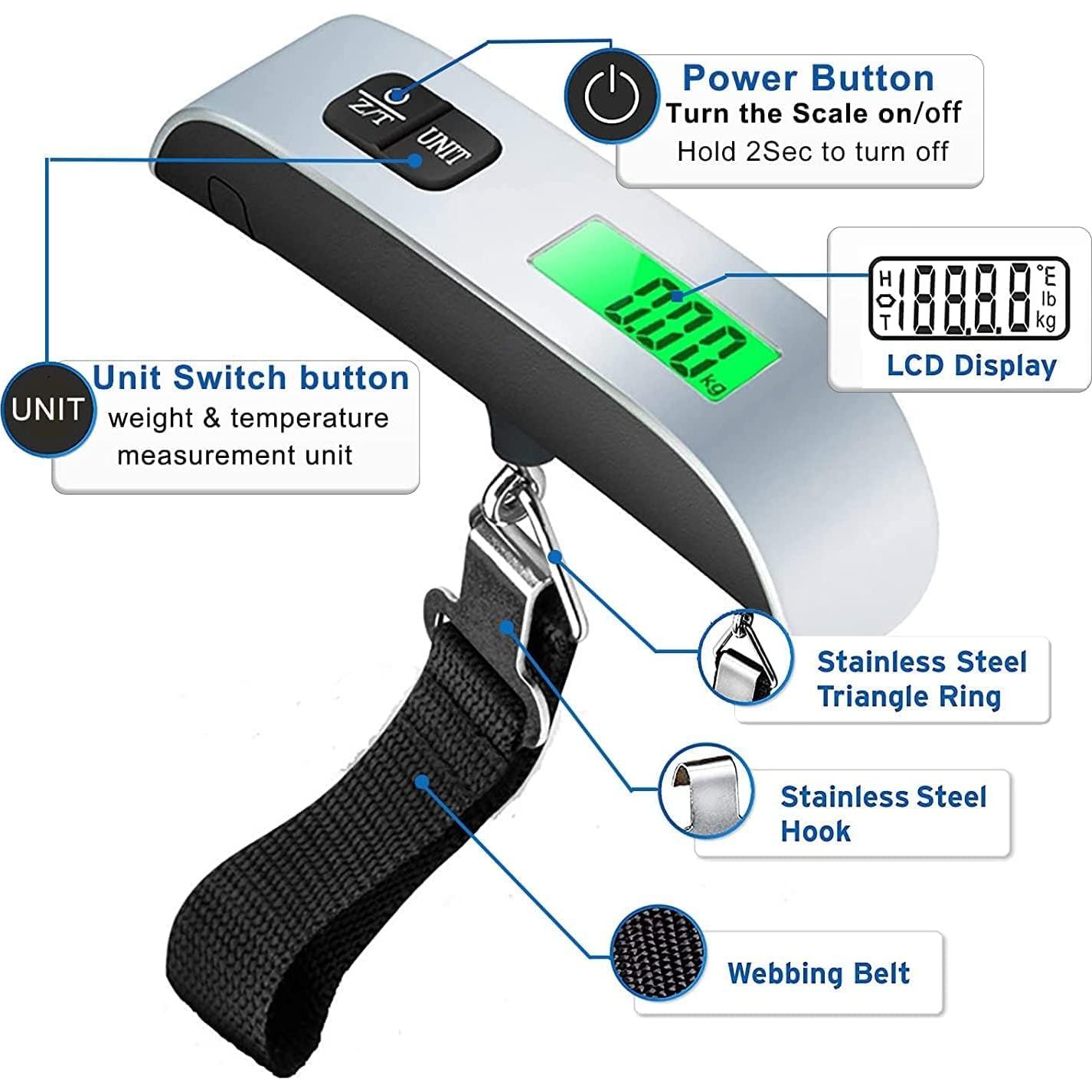 Báscula de Equipaje Digital Shaoguang CT028 50kg LCD Plata