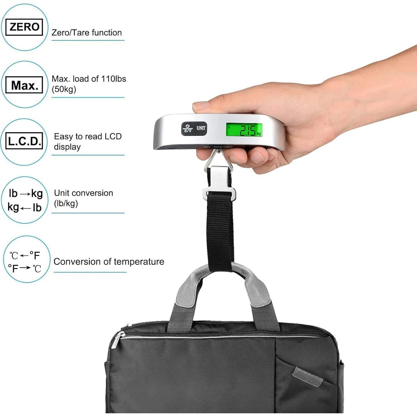 Báscula de Equipaje Digital Shaoguang CT028 50kg LCD Plata