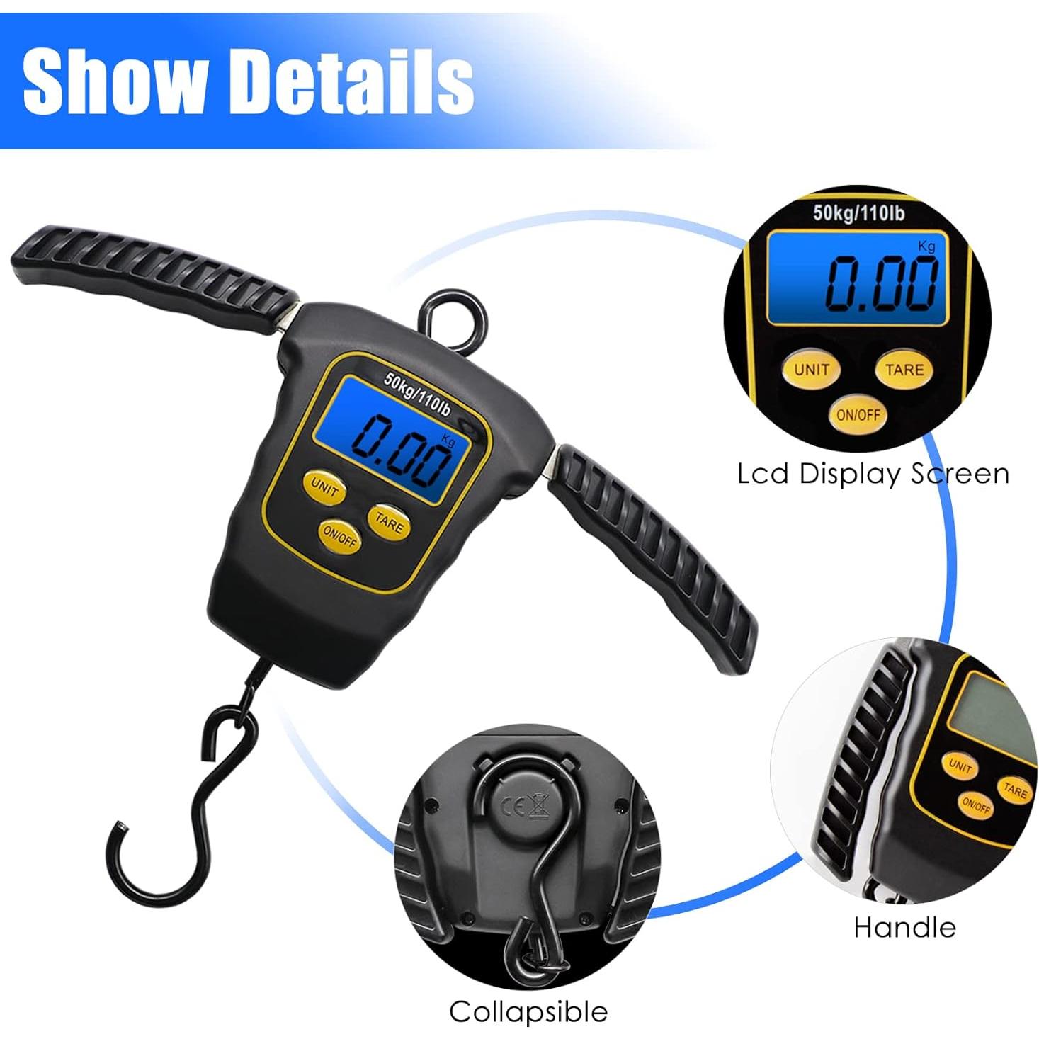 Báscula de Pesca Digital VOPOCO 50kg Pantalla LCD Impermeable