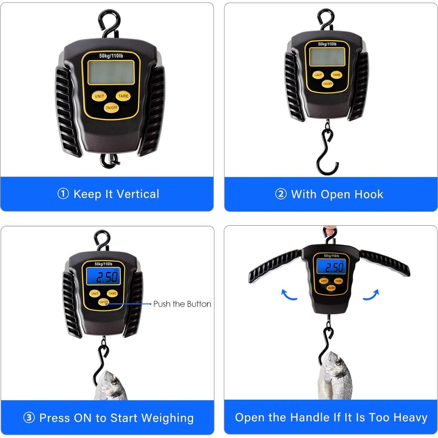 Báscula de Pesca Digital VOPOCO 50kg Pantalla LCD Impermeable