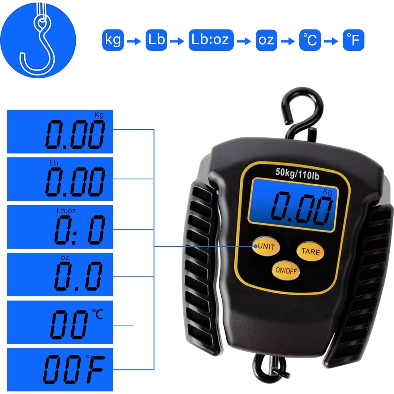 Báscula de Pesca Digital VOPOCO 50kg Pantalla LCD Impermeable