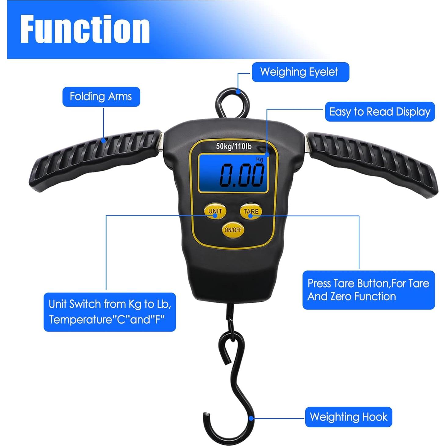 Báscula de Pesca Digital VOPOCO 50kg Pantalla LCD Impermeable