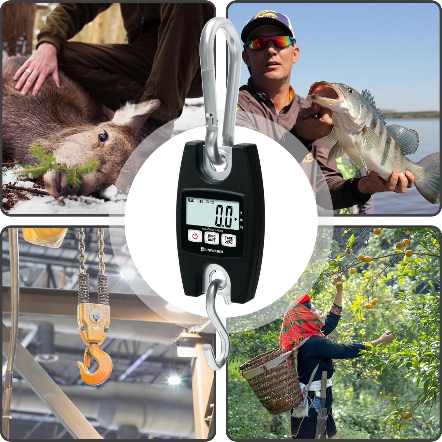 Báscula Colgante Digital UNIWEIGH 300kg con Pantalla LCD