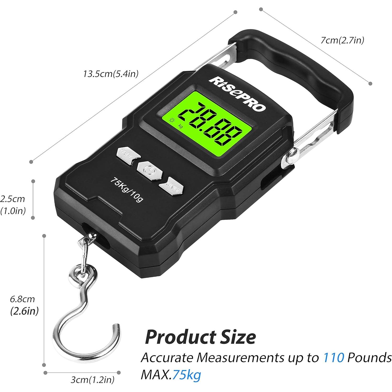 Balanza Digital RISEPRO 75Kg con Regla Retráctil 39"