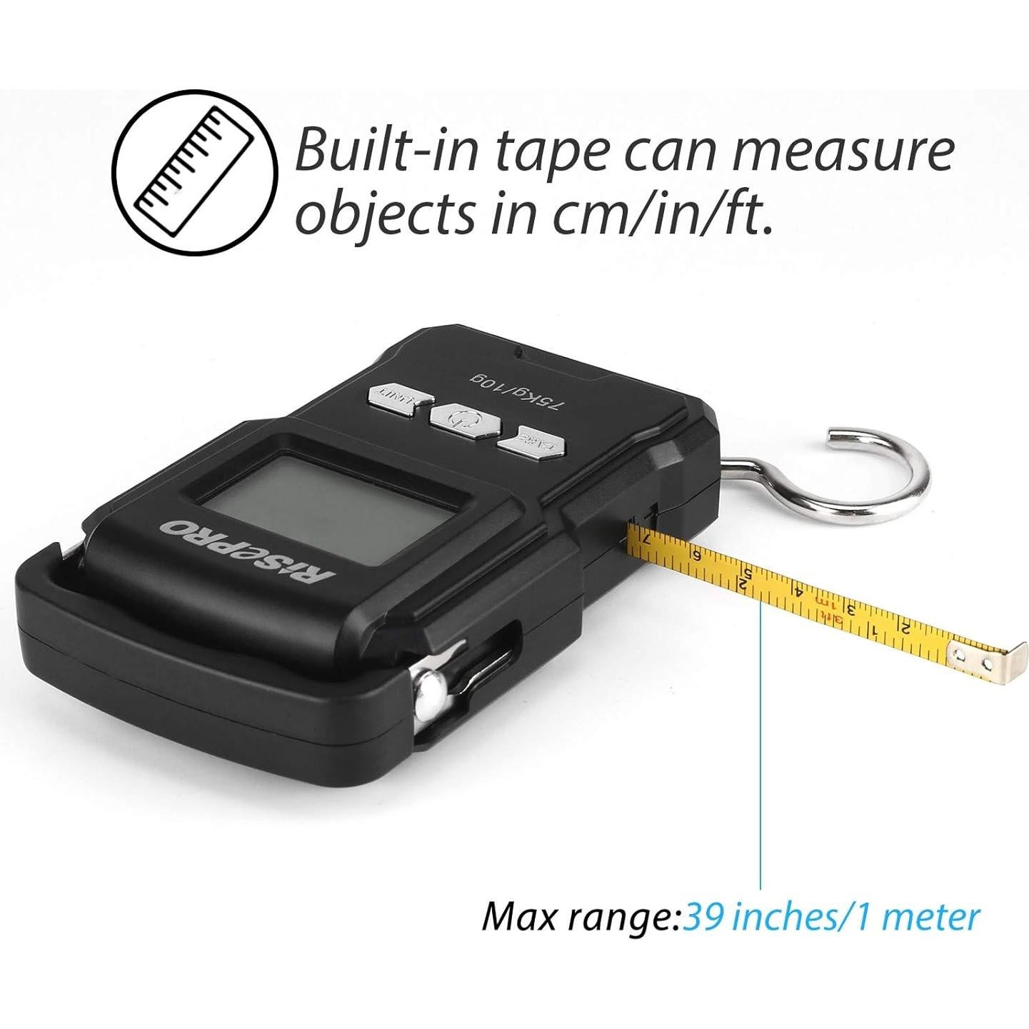 Balanza Digital RISEPRO 75Kg con Regla Retráctil 39"