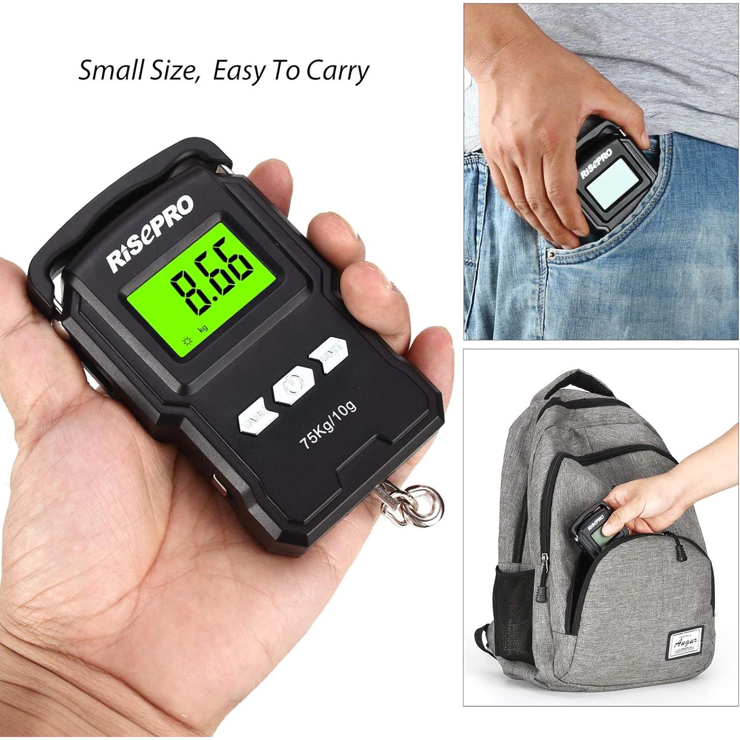 Balanza Digital RISEPRO 75Kg con Regla Retráctil 39"