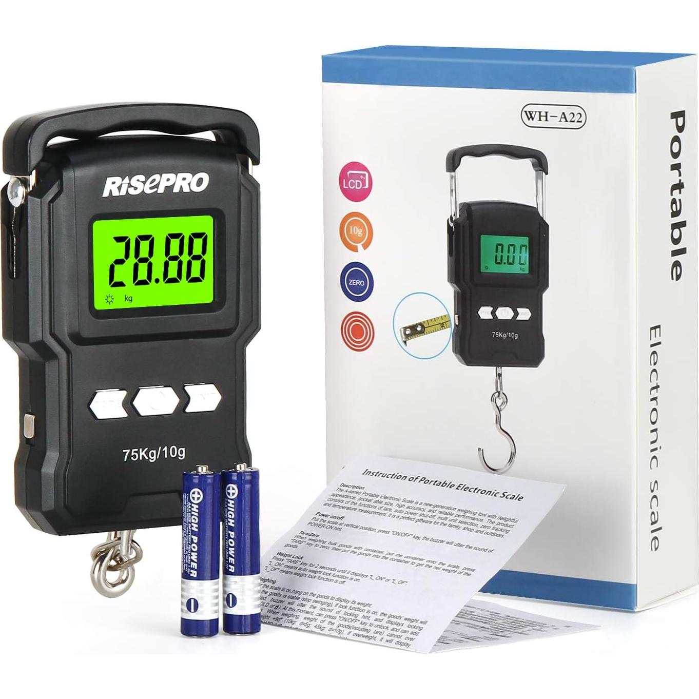 Balanza Digital RISEPRO 75Kg con Regla Retráctil 39"