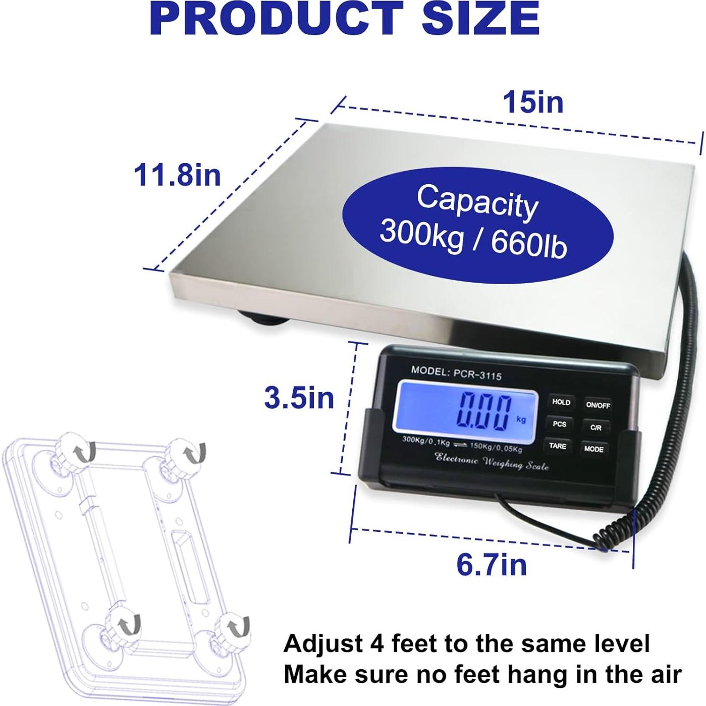 Balanza Postal Digital Charmline 299.37kg Acero Inoxidable 38.1x30.5cm