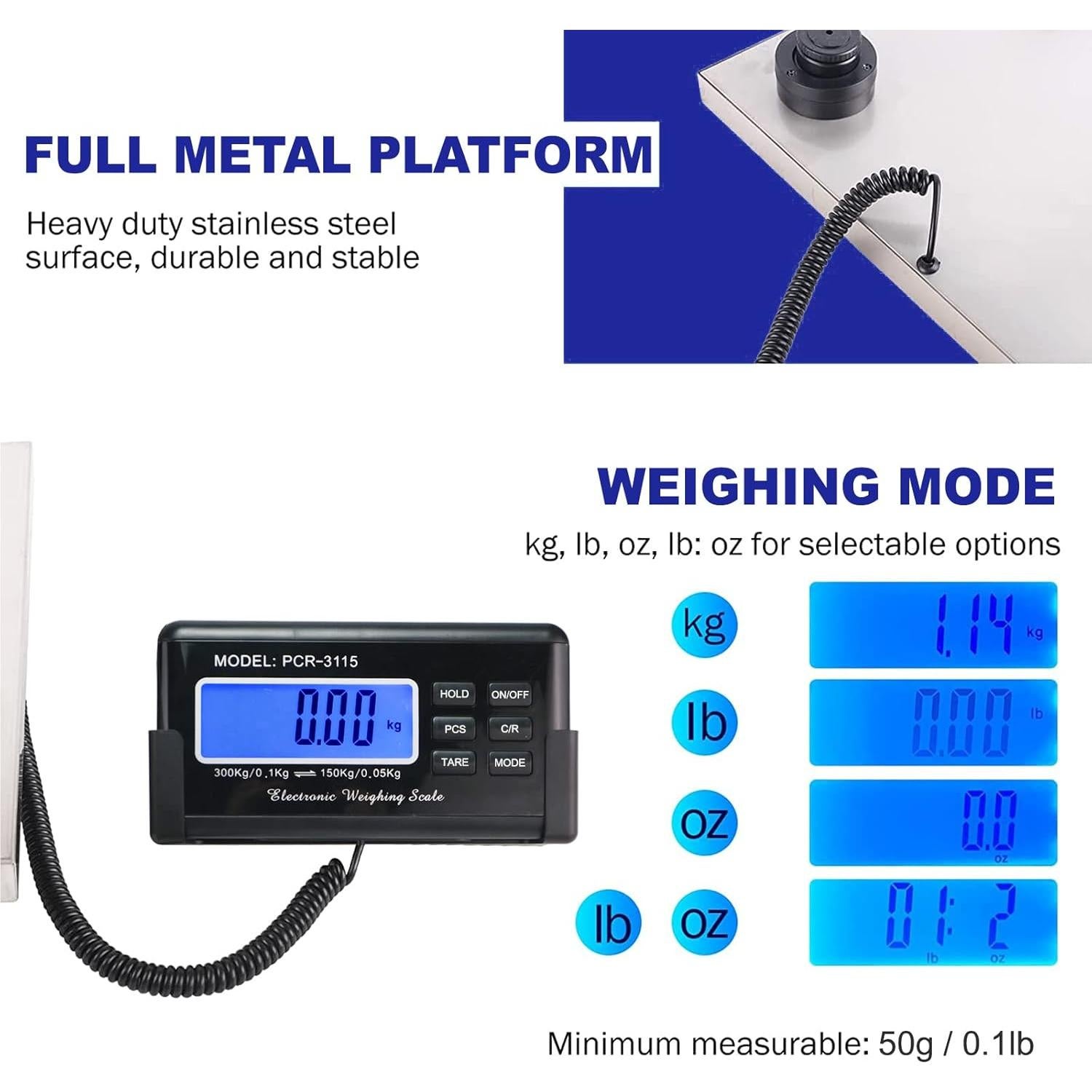 Balanza Postal Digital Charmline 299.37kg Acero Inoxidable 38.1x30.5cm