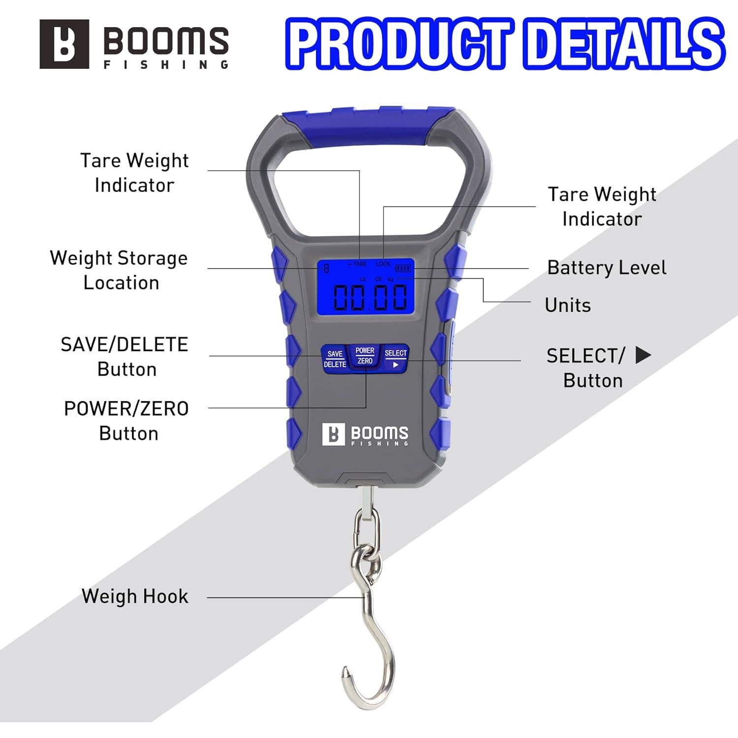 Báscula Digital para Pescado Booms Fishing 30kg USB Ergonómica
