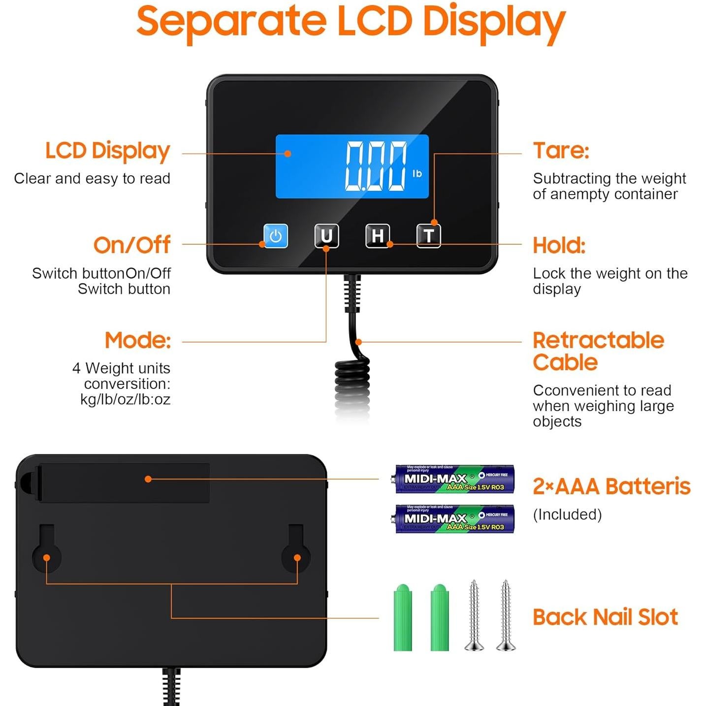 Báscula Postal Digital Bahilok 199.58 kg Acero Inoxidable