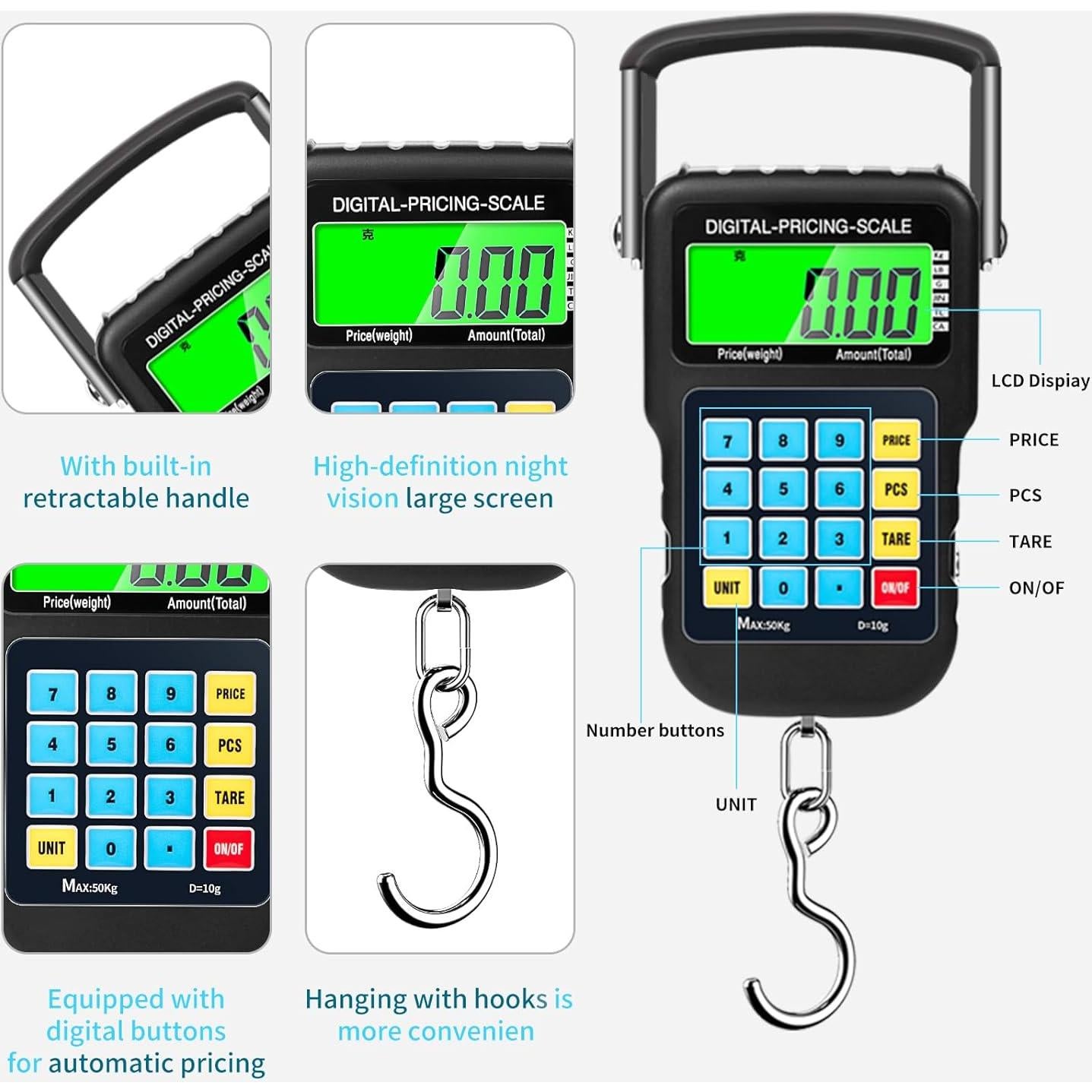 Báscula Digital de Pesca SKEAP 50kg con Pantalla LCD