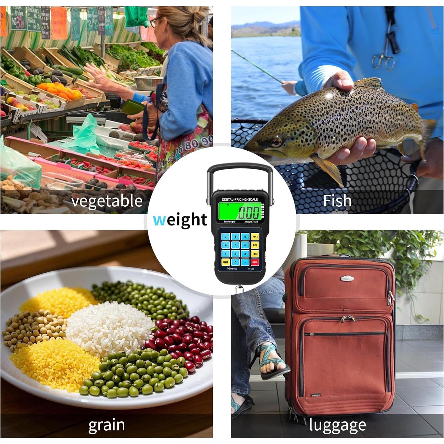 Báscula Digital de Pesca SKEAP 50kg con Pantalla LCD