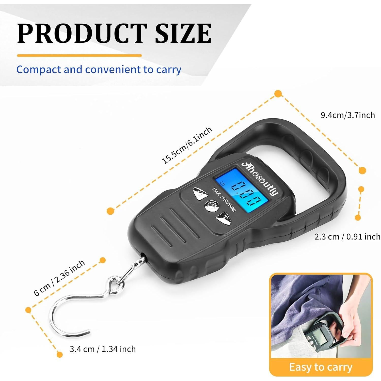 Escala Digital de Pescado AHOSOUTLY 50kg Pantalla LCD Grande