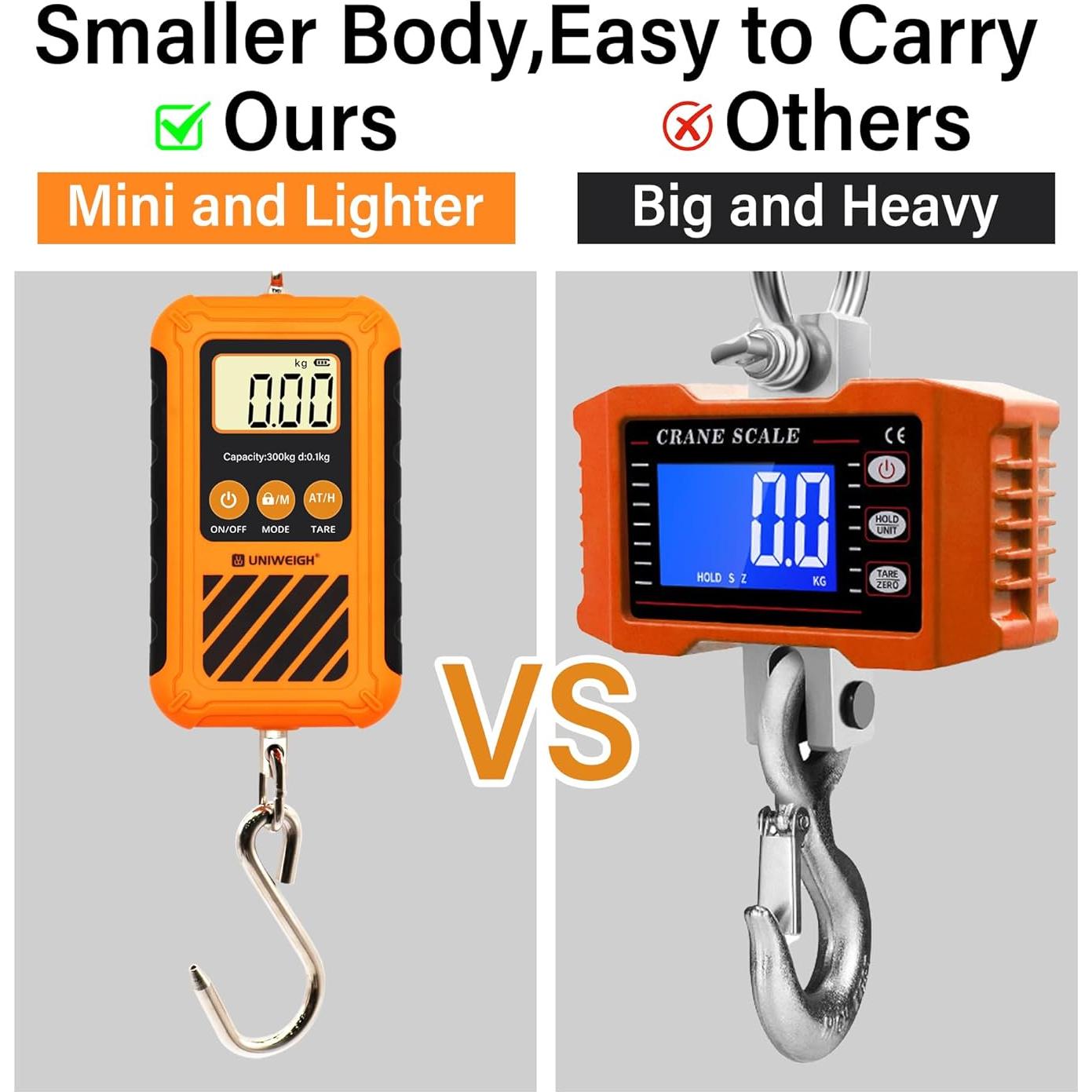 Báscula de Equipaje Digital UNWIEGH 300kg Portátil con Gancho