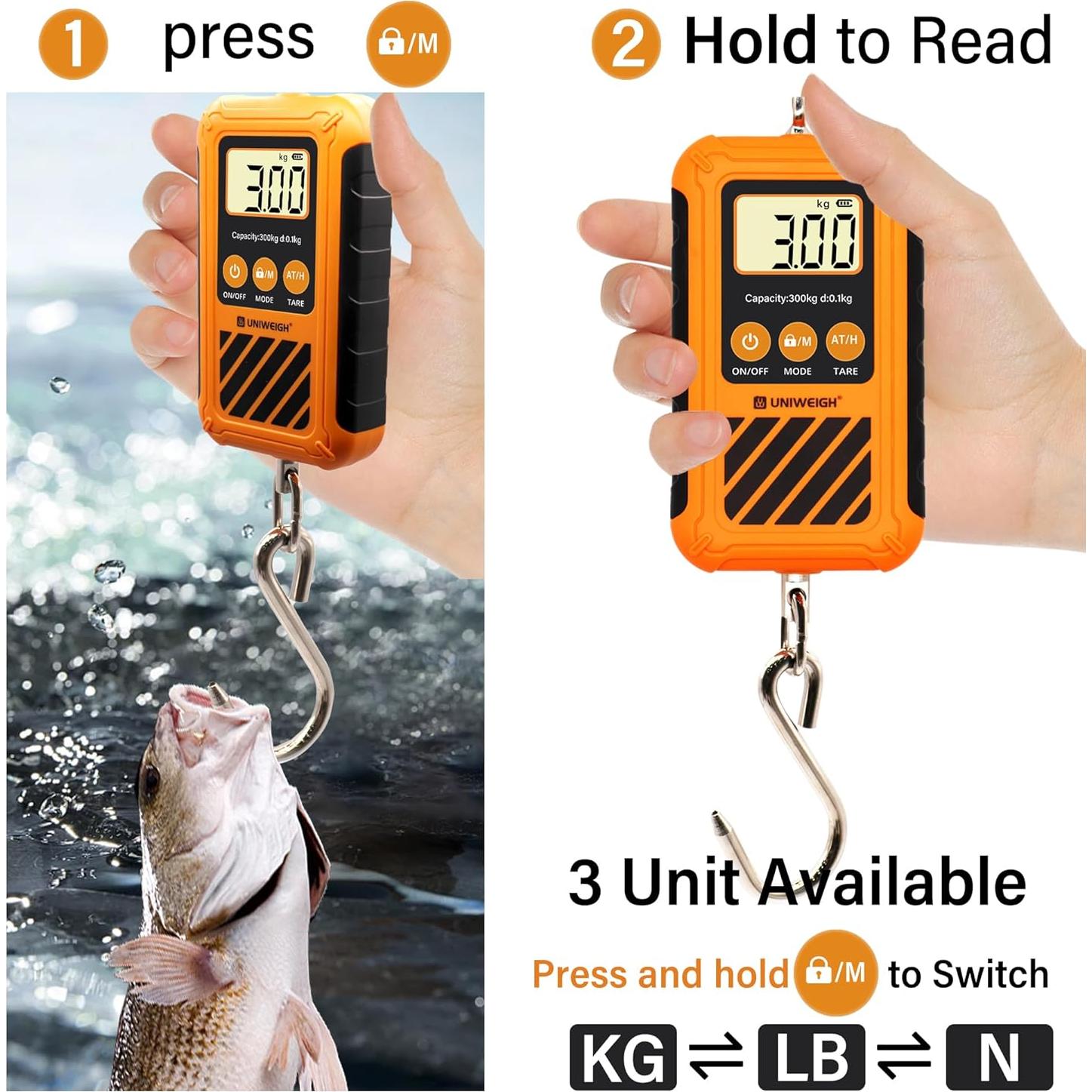 Báscula de Equipaje Digital UNWIEGH 300kg Portátil con Gancho