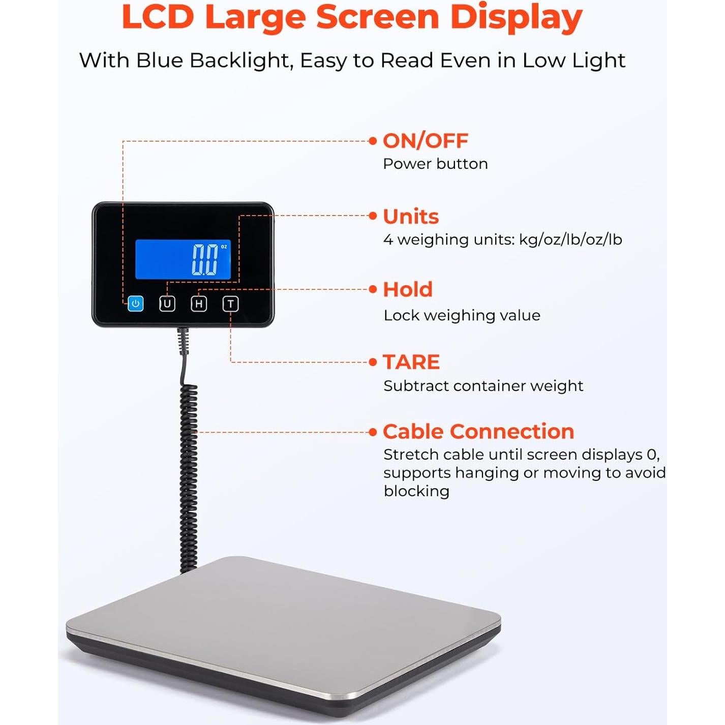 Balanza Postal Digital MUNBYN 199.58kg con Función Tara y LCD