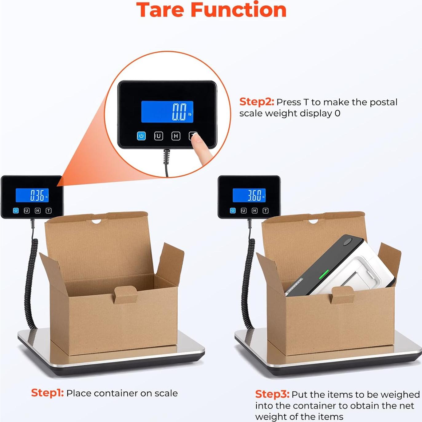 Balanza Postal Digital MUNBYN 199.58kg con Función Tara y LCD