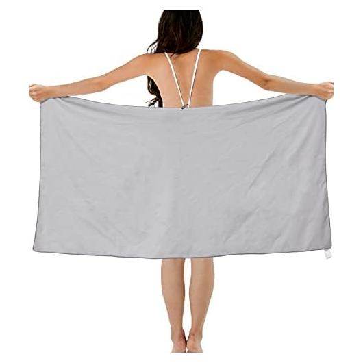 Toalla de Playa Microfibra Micisty L 76x152 cm Gris Secado Rápido