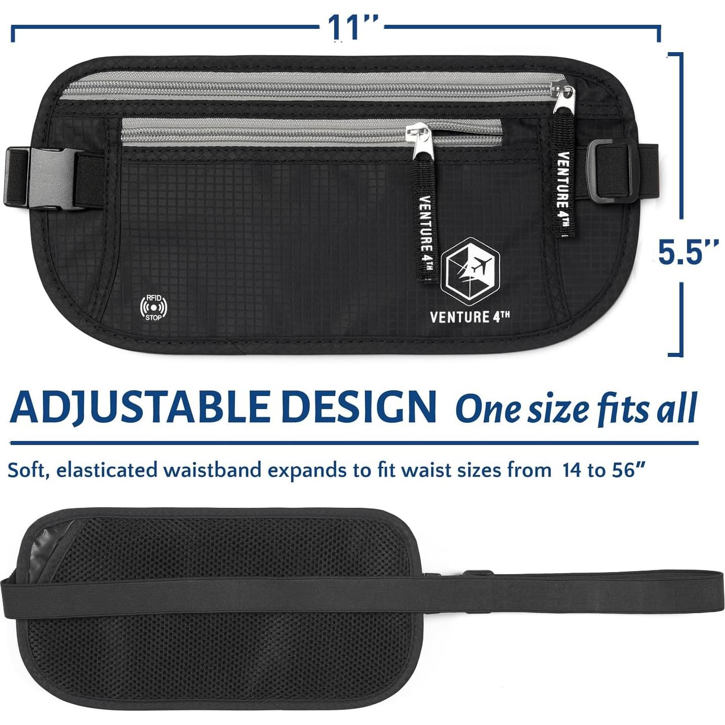 Cinturón de Dinero VENTURE 4TH con Bloqueo RFID - Negro