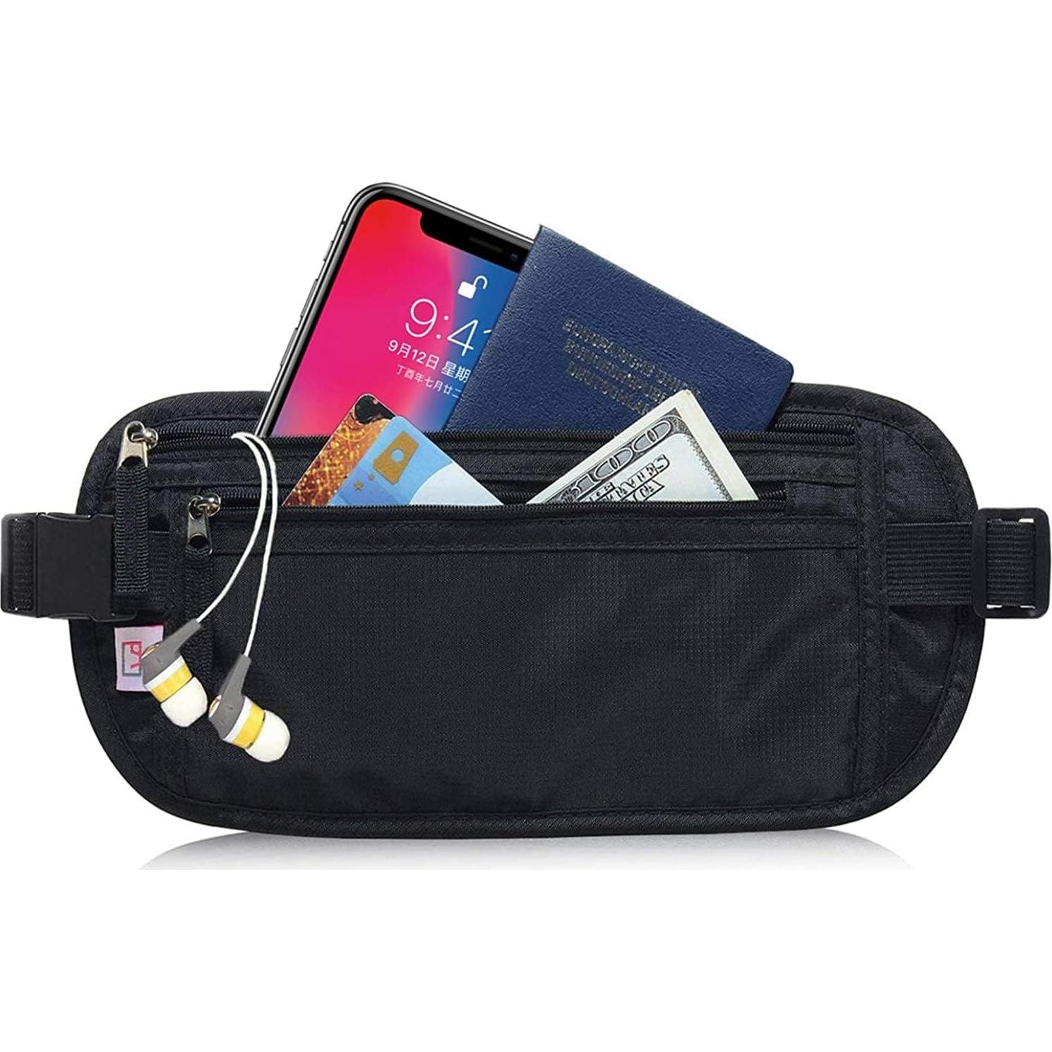 Cinturón de Dinero AIKELIDA con Bloqueo RFID - Portapasaportes