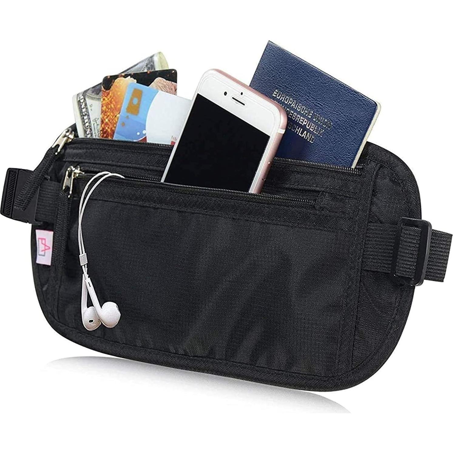 Cinturón de Dinero AIKELIDA con Bloqueo RFID - Portapasaportes