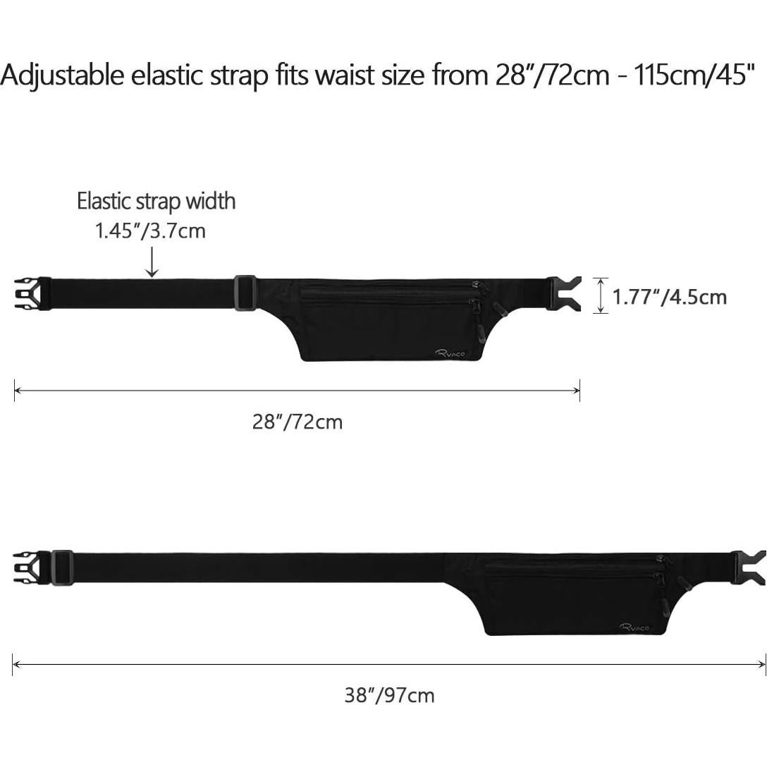 Cinturón de Dinero Ryaco con Bloqueo RFID, Bolsa de Cintura Ajustable