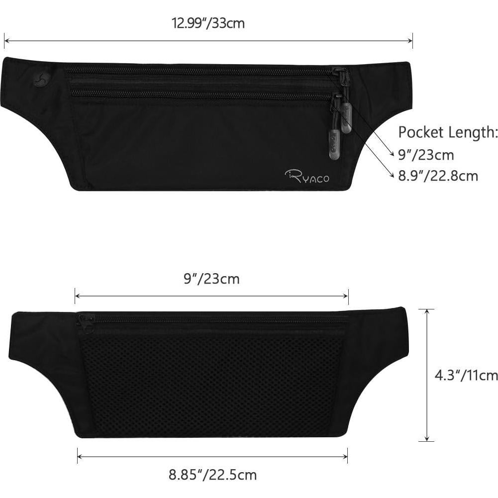 Cinturón de Dinero Ryaco con Bloqueo RFID, Bolsa de Cintura Ajustable