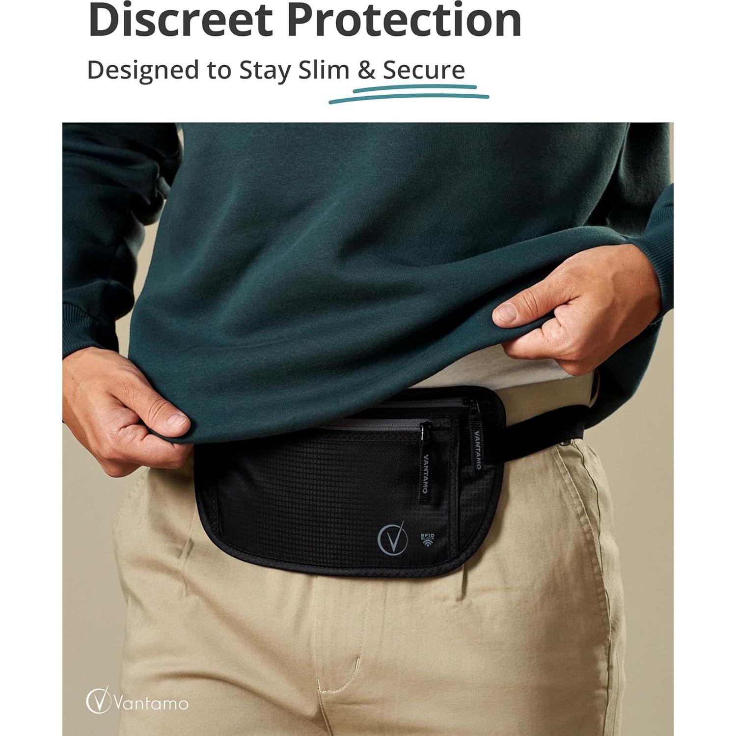 Cinturón de Dinero Oculto Vantamo RFID Ultra Delgado