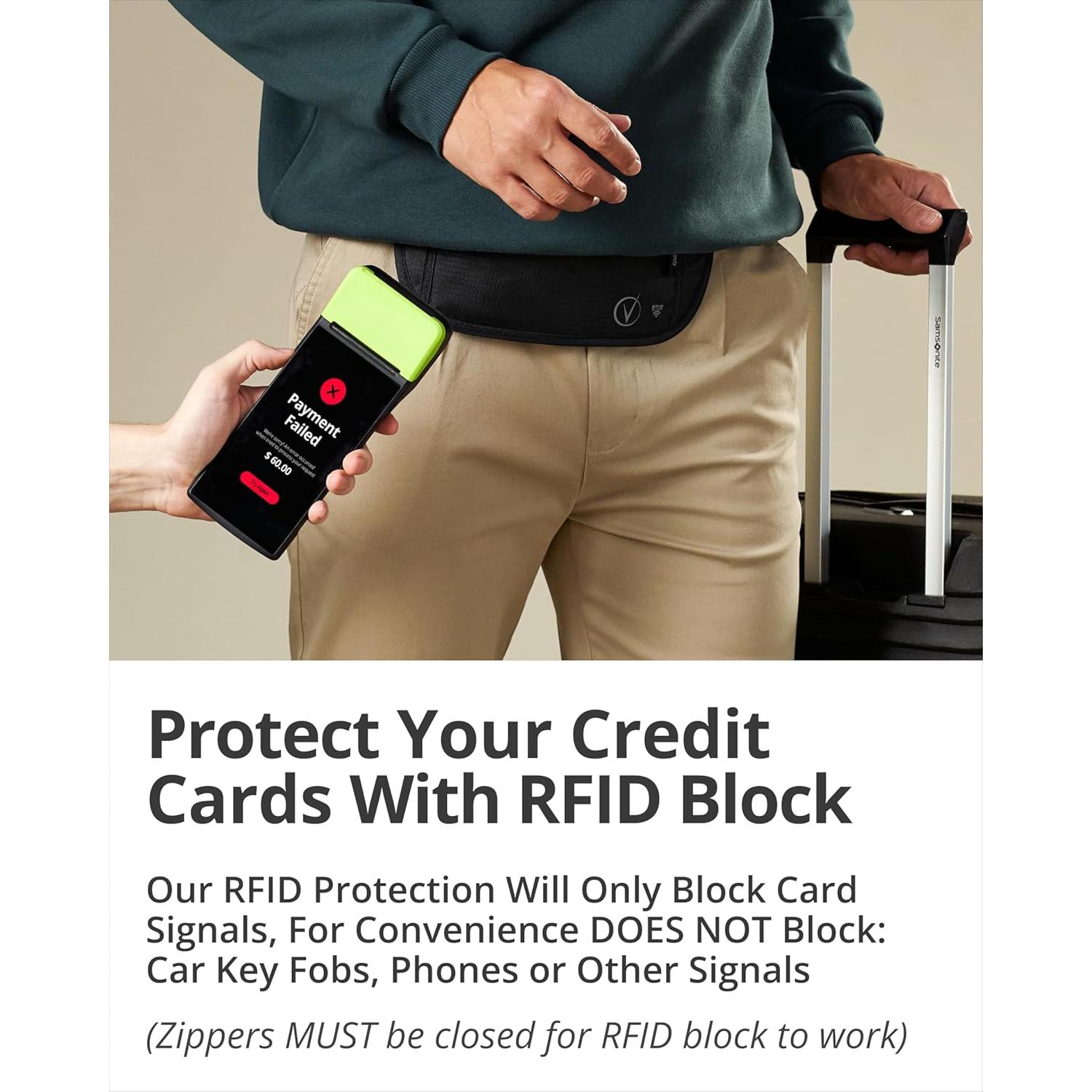 Cinturón de Dinero Oculto Vantamo RFID Ultra Delgado