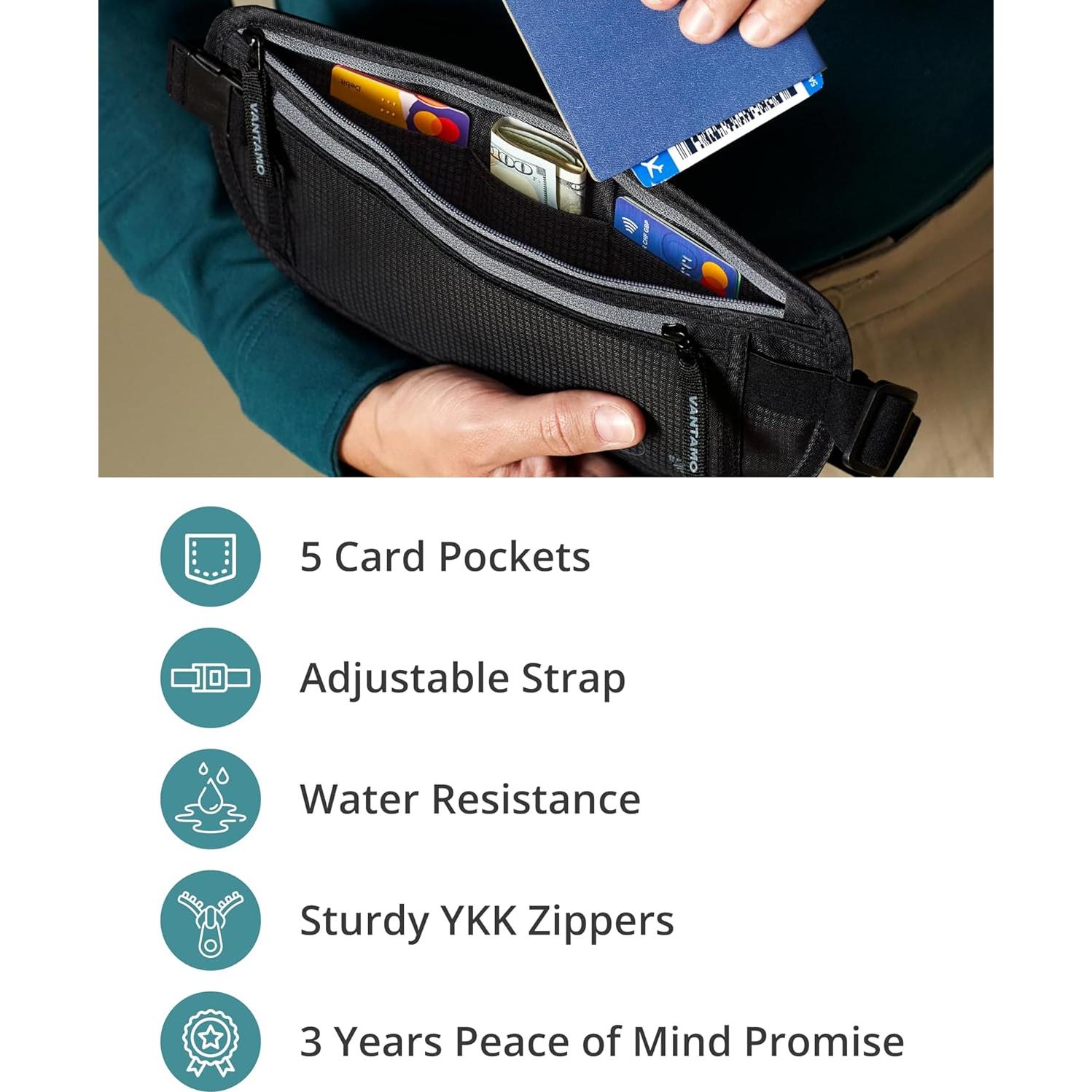 Cinturón de Dinero Oculto Vantamo RFID Ultra Delgado