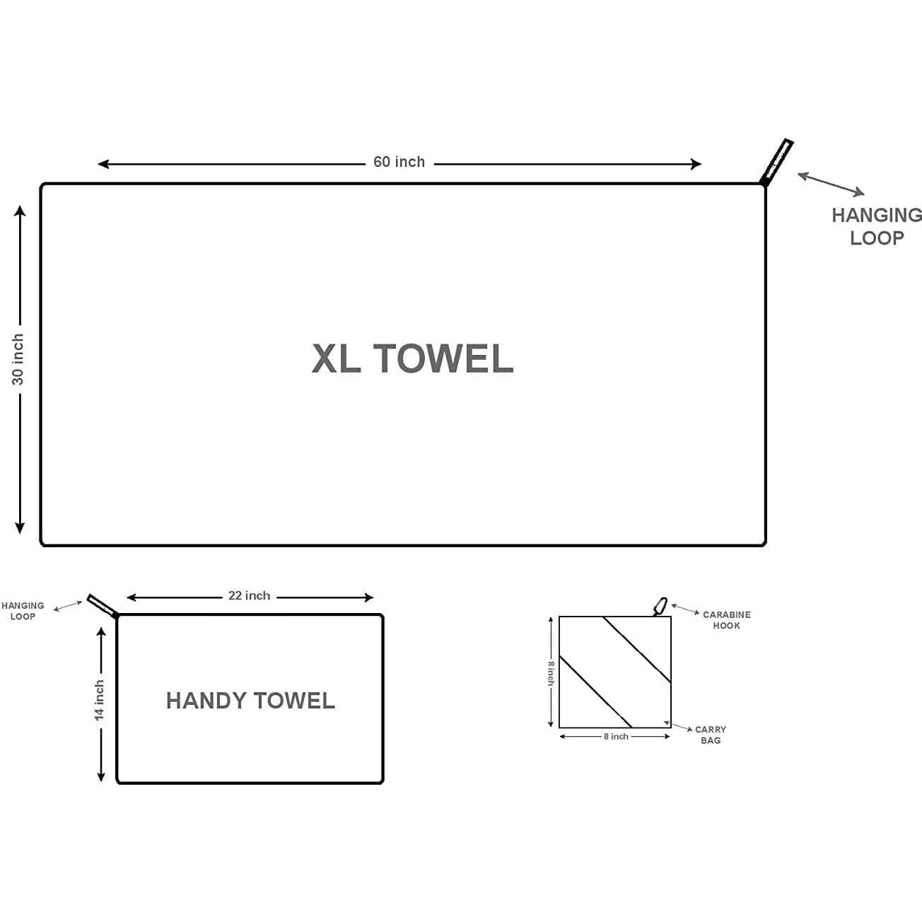 Toalla de Viaje Microfibra XXL - 2 Unidades Gris Carbón