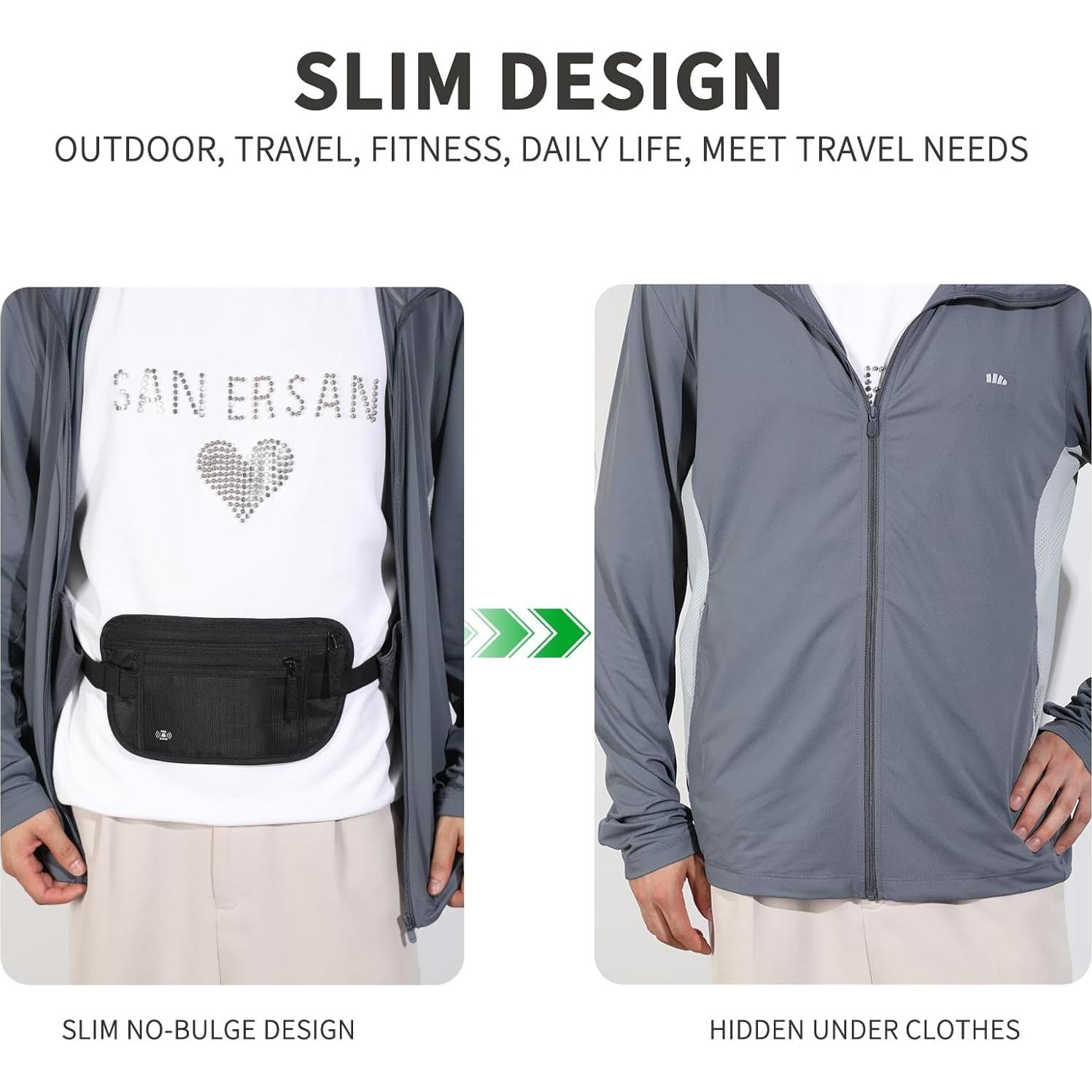 Cinturón de Dinero Tpiuop Negro RFID para Viajes Unisex