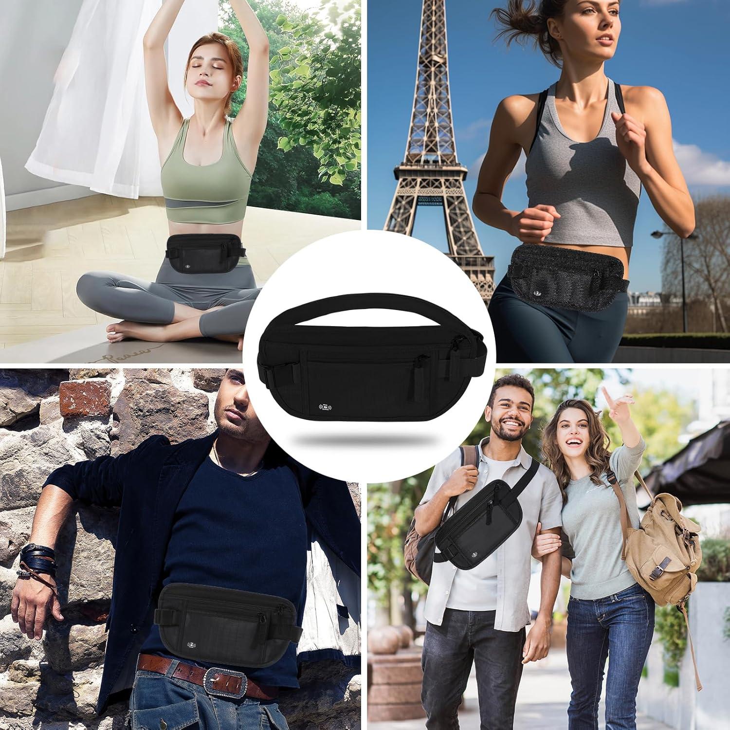 Cinturón de Dinero Tpiuop Negro RFID para Viajes Unisex