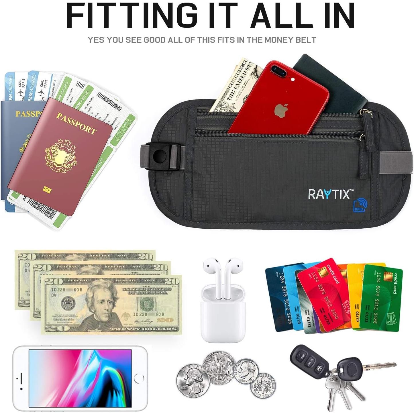 Cinturón de Dinero RFID Rayix - Funda Pasaporte Impermeable