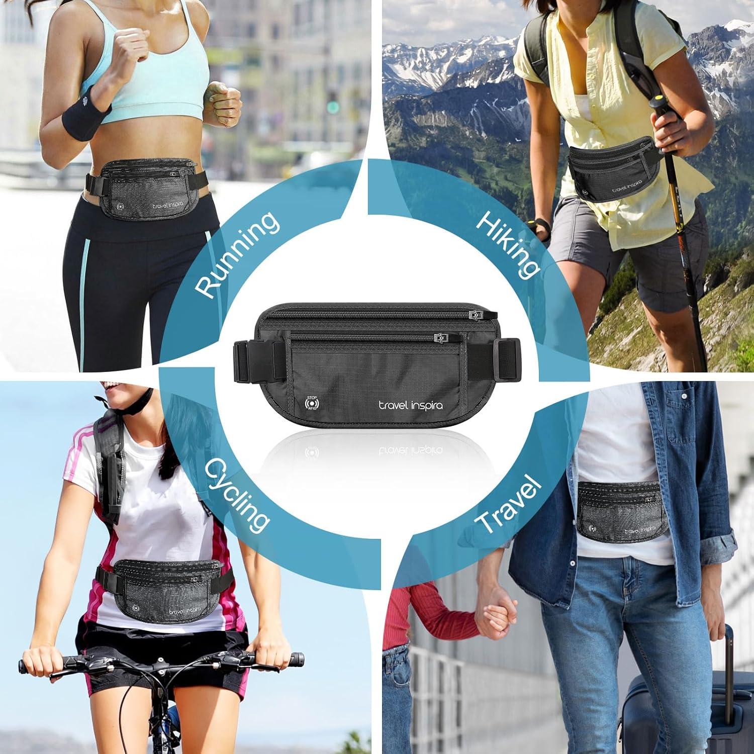 Cinturón de Dinero Travel Inspira RFID Negro 27x14 cm