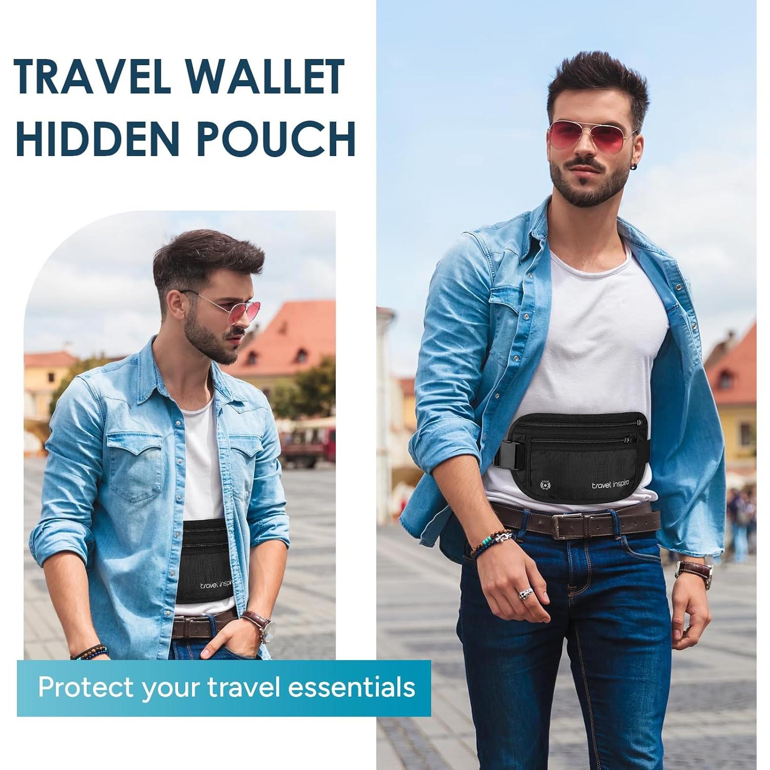 Cinturón de Dinero Travel Inspira RFID Negro 27x14 cm