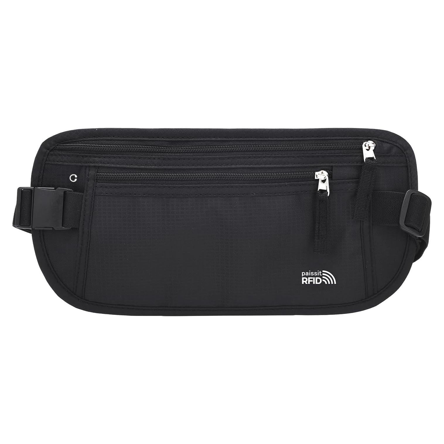 Cinturón de Dinero Unisex Paissit con Bloqueo RFID Negro