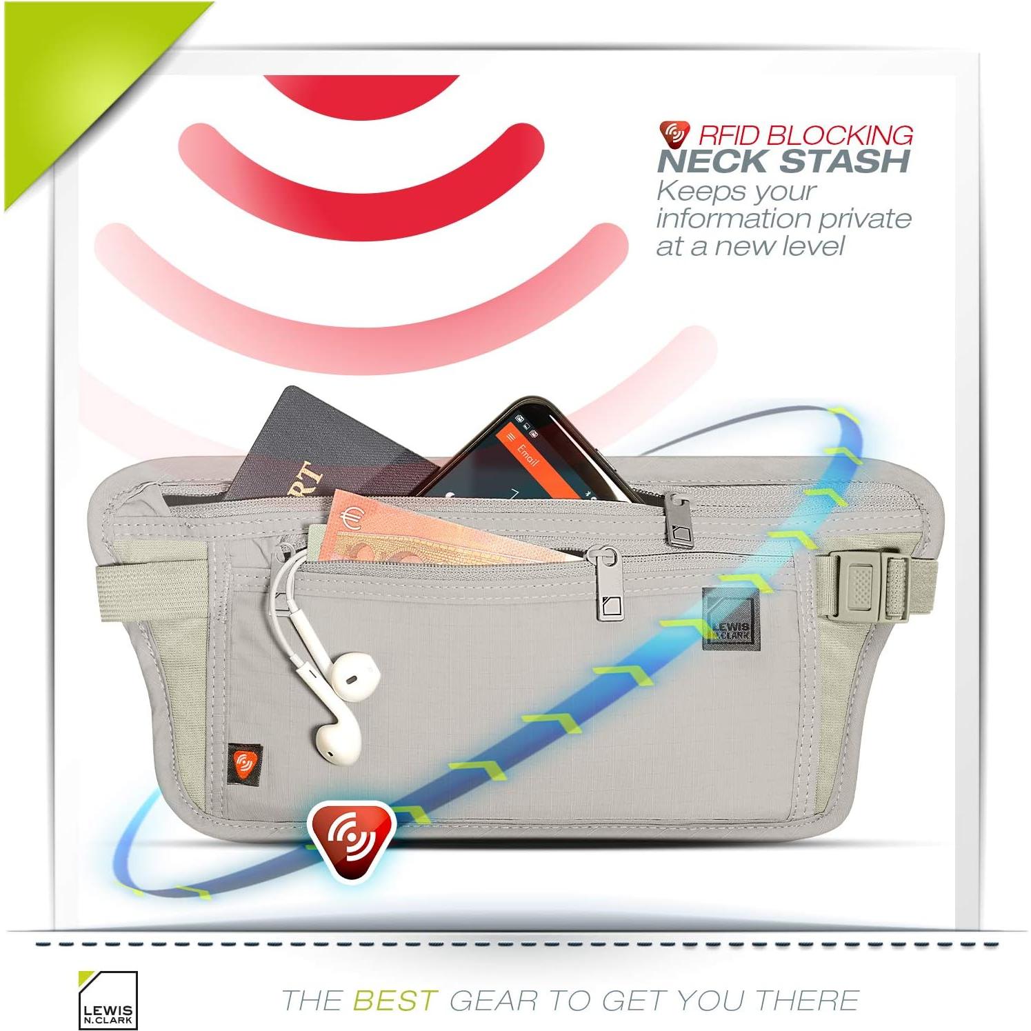 Faja de Dinero Antirrobo Lewis N. Clark con Bloqueo RFID