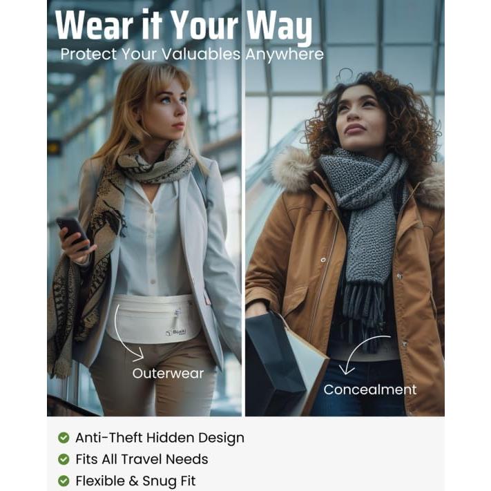 Cinturón de Dinero RFID Boxiki - Resistente al Agua y Ajustable