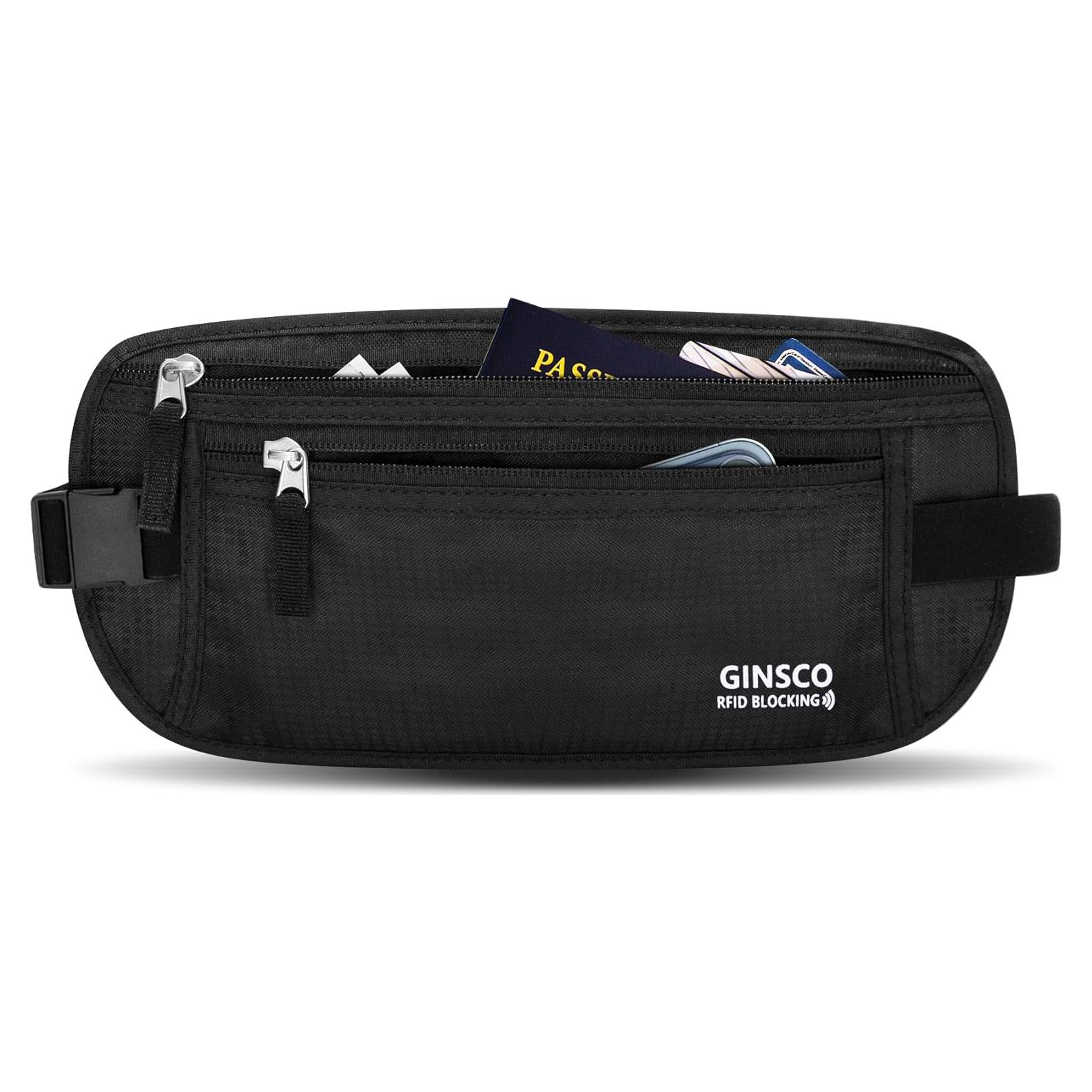Cinturón de Dinero Oculto Ginsco Unisex Negro Antirrobo 28.5cm