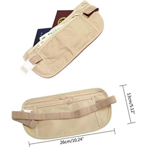 Cinturón de Dinero RFID Antirrobo Youngy Caqui 13x26cm