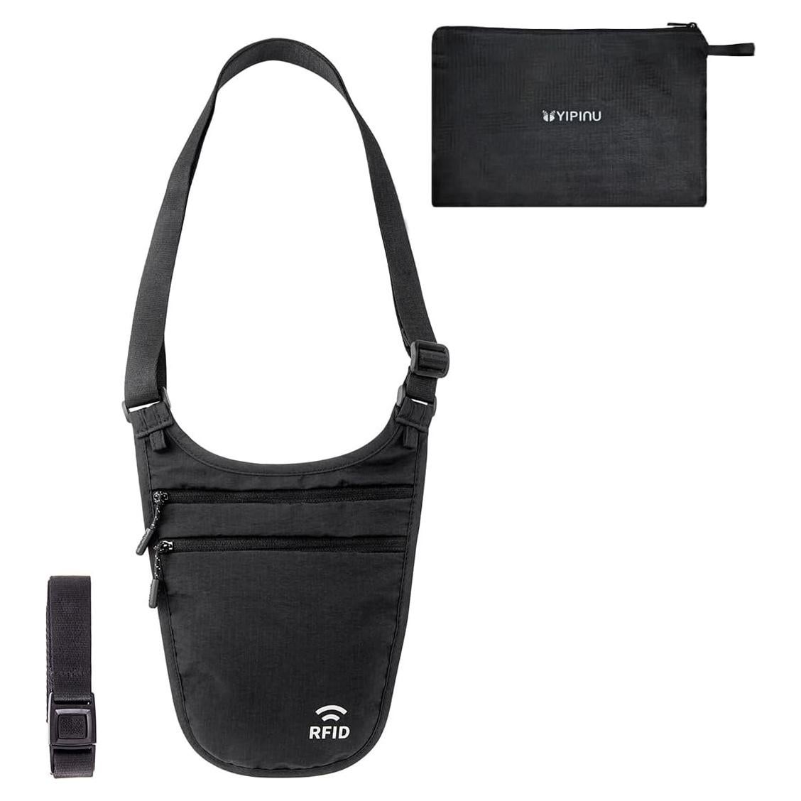 Cinturón de Dinero RFID YIPINU Negro para Viajes Unisex