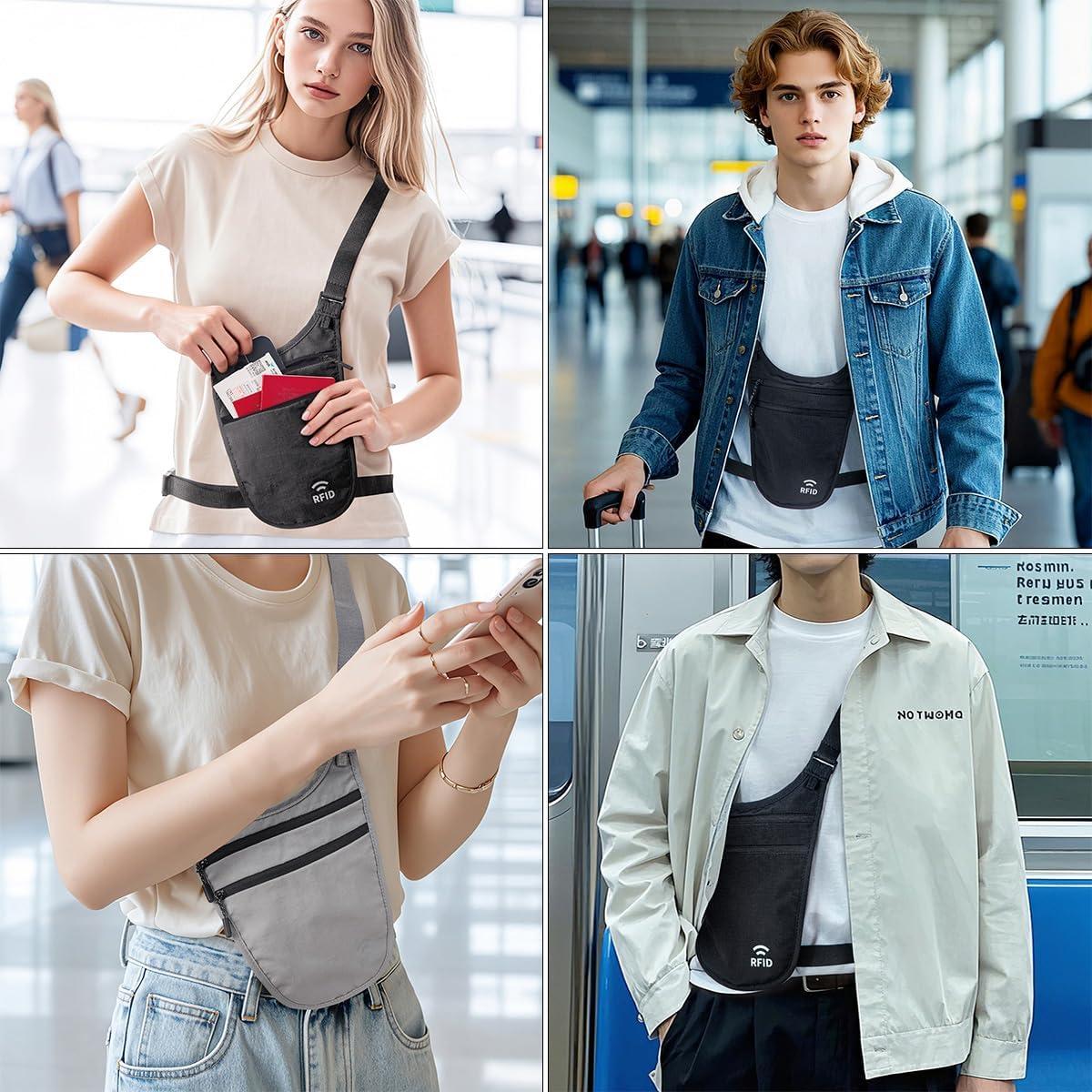 Cinturón de Dinero RFID YIPINU Negro para Viajes Unisex