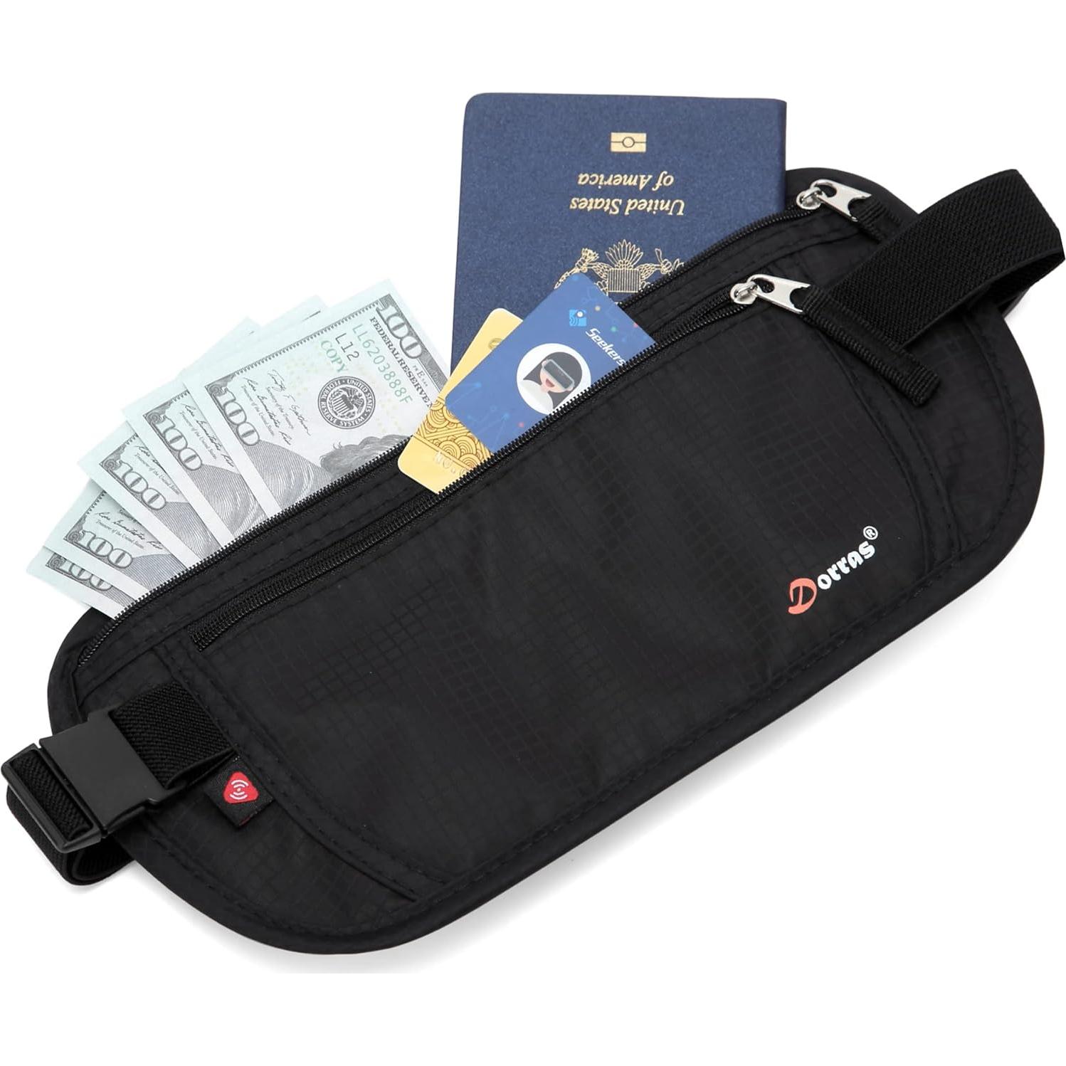 Cinturón de Dinero Dorras con Bloqueo RFID - Negro