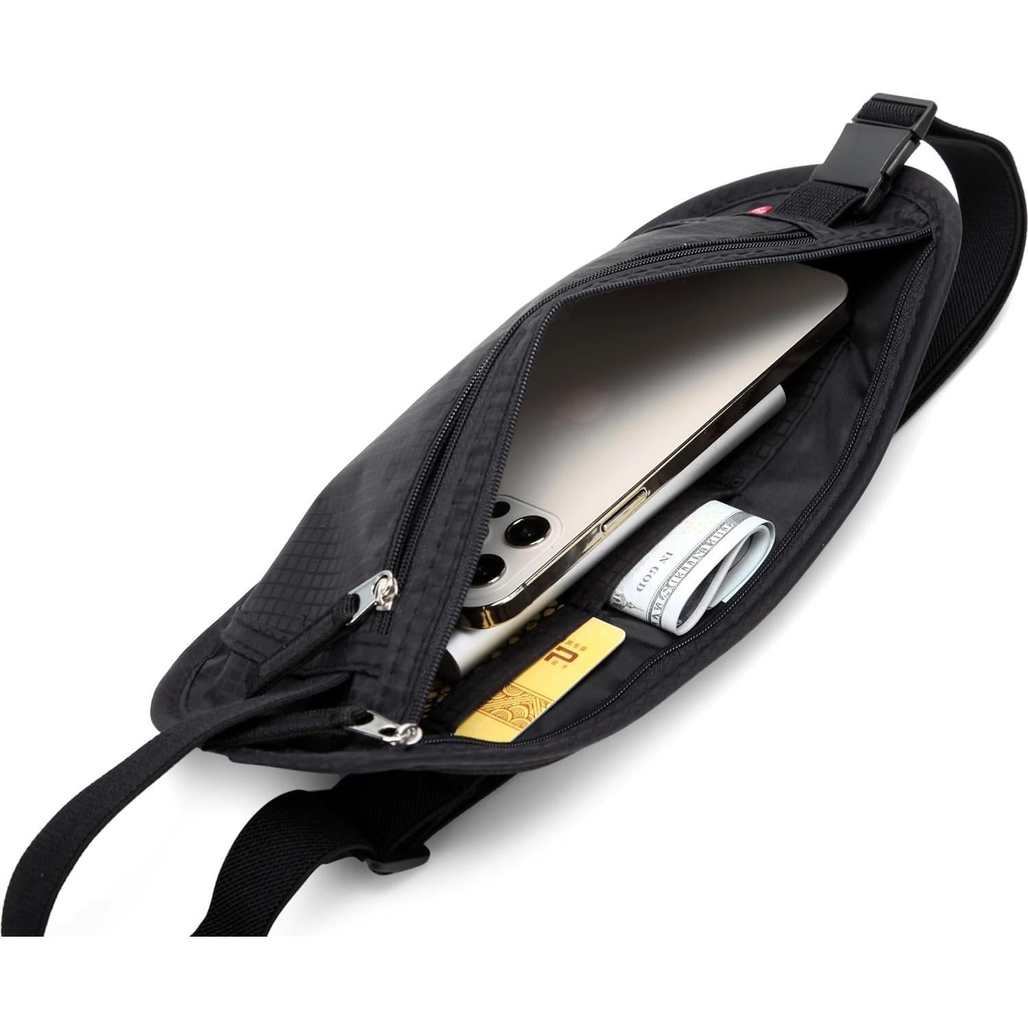 Cinturón de Dinero Dorras con Bloqueo RFID - Negro