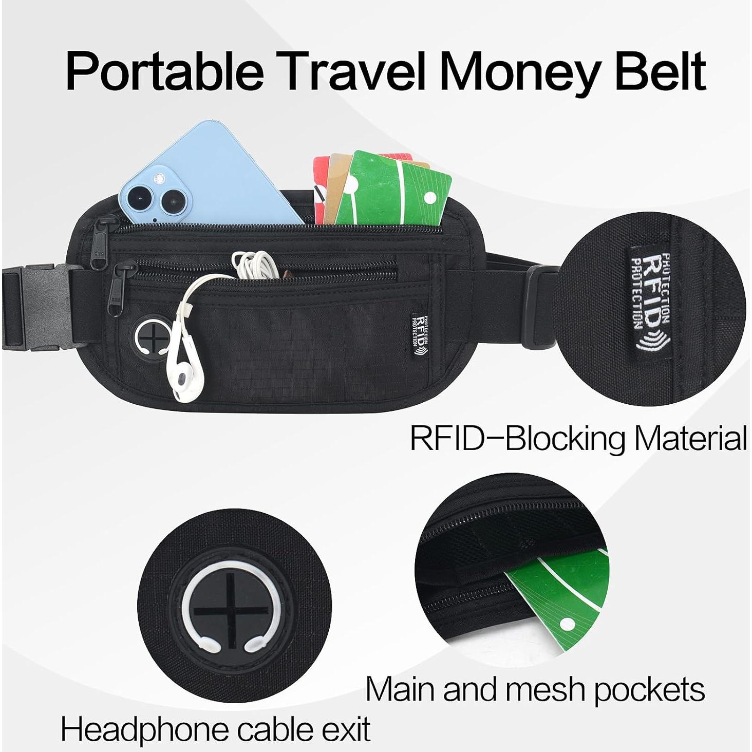 Cinturón Antirrobo Slim Arouselove con Bloqueo RFID Negro