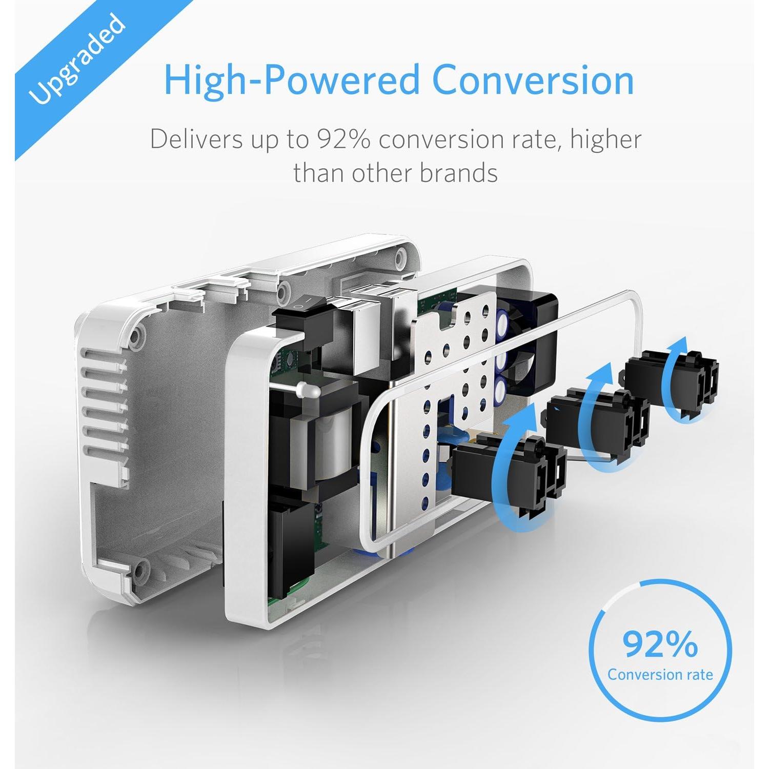 Adaptador de Viaje ISELECTOR 220V a 110V con 4 USB y 3 AC